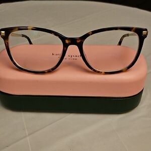 kate spade Tortoiseshell Glasses with Pink and Dark Green Case